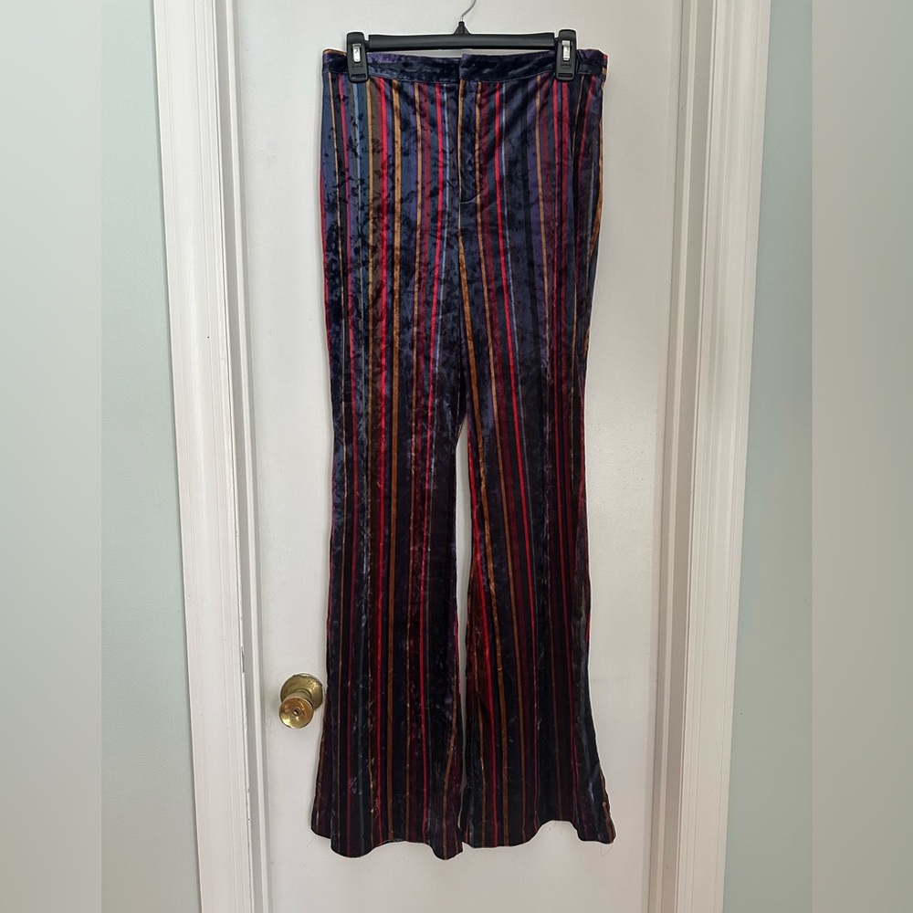 Jealous Tomato Flare Velvet Striped Pants in Large